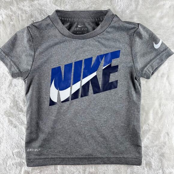 Nike Dri-Fit T-Shirt Toddler 2T 1-2 Years Gray Nike Swoosh Graphic - Picture 1 of 6